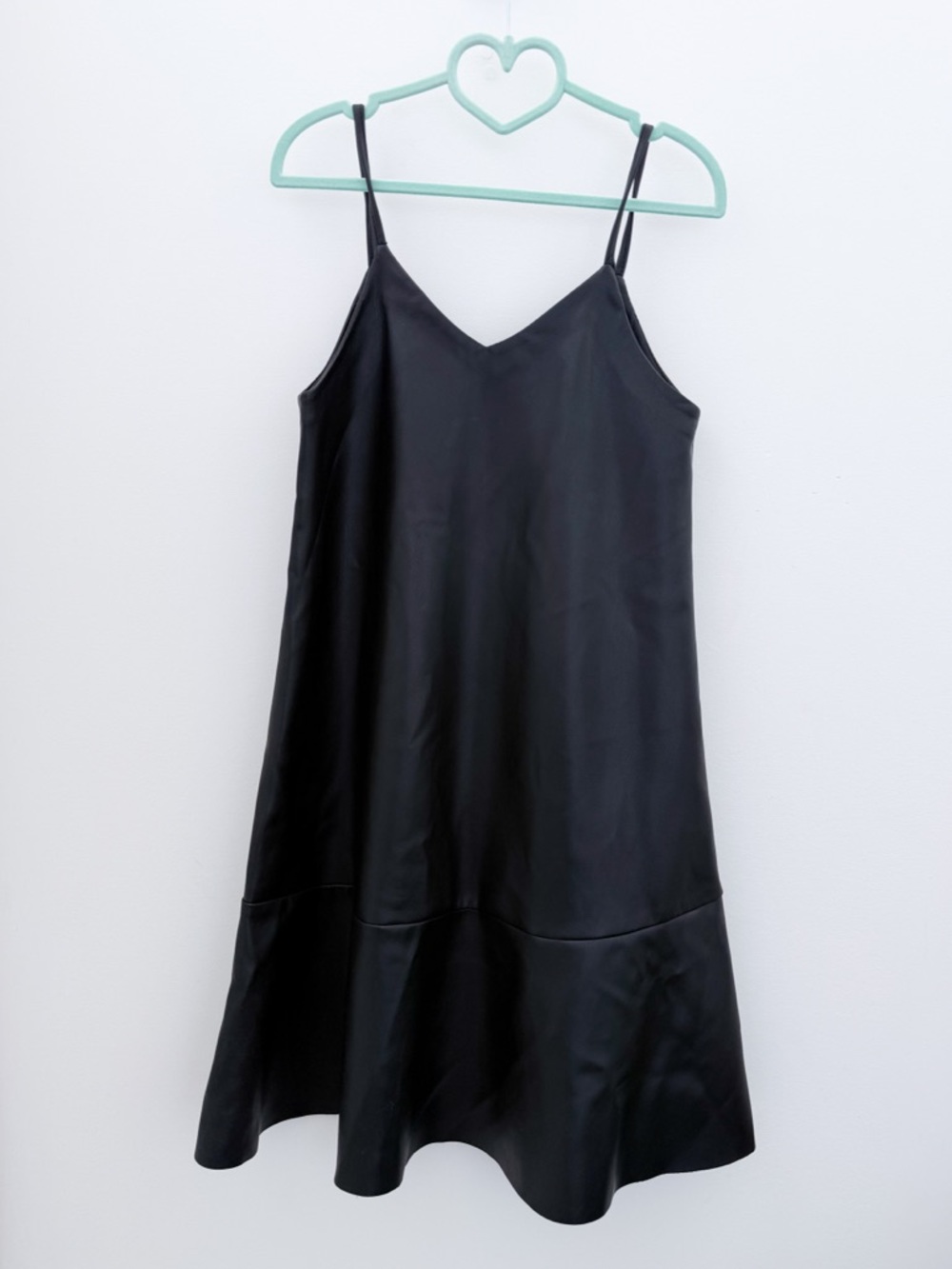 ZARA Girls Faux Leather Dress Black Slip Dress Size 8 Layering Dress